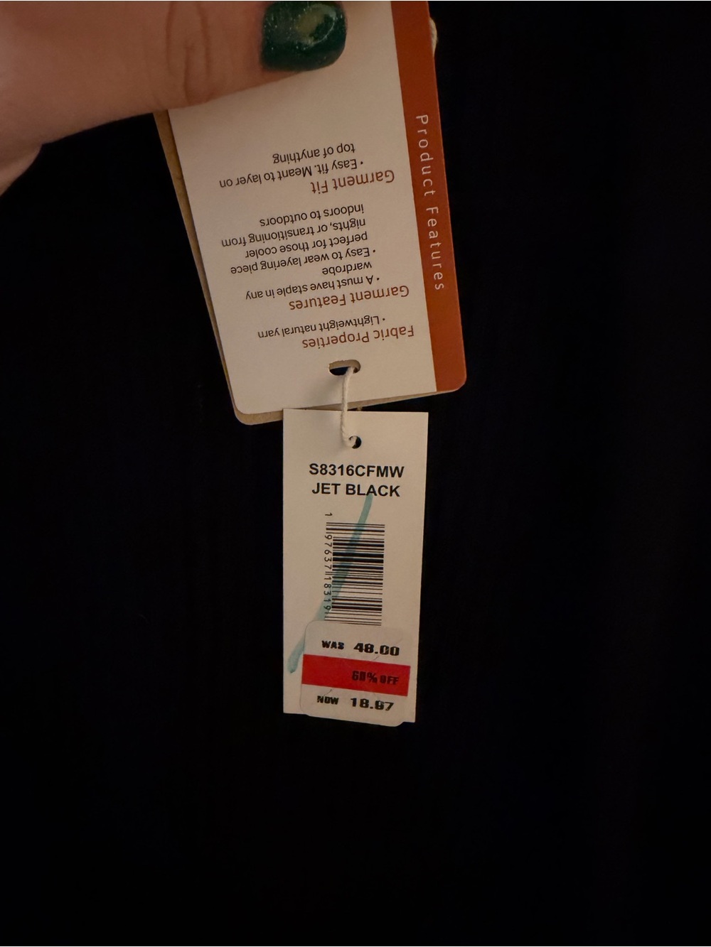 Black Ribbed Open-Front Cardigan - Picture 5 of 7